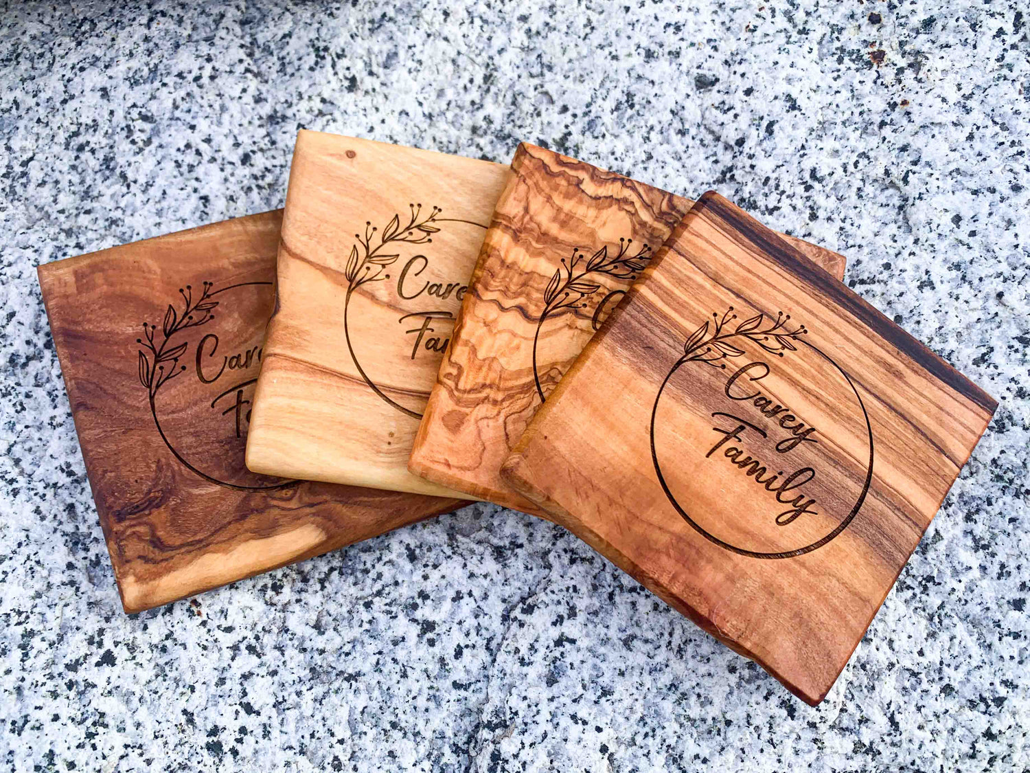 Personalized Olive Wood coasters