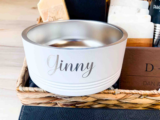 Personalized 32 Oz Stainless Steel Dog Bowl White